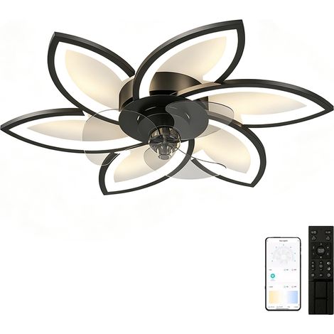 Ventilateur de Plafond LED Ø78 cm avec Éclairage Dimmable, 3 Températures de Couleur, 6 Vitesses, Télécommande et Application, Ventilateur Lumineux pour Intérieur (1/5)