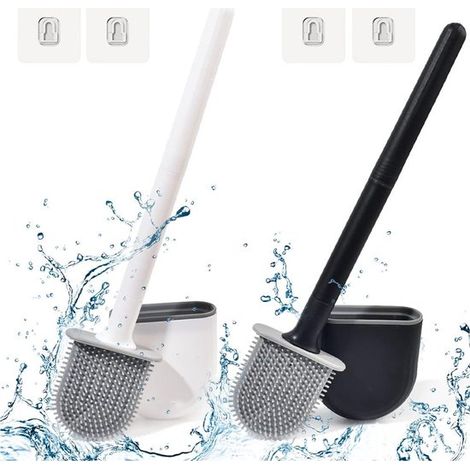 2er-Pack Toilettenbürsten – Premium-Toilettenbürsten – Antibakteriell – Mit Duftzerstäuber – Schwarz/Weiß – Schnelltrocknend, langlebig, hygienisch (1/5)