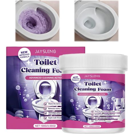 Fizz Clean Toilet Cleaning Foam,Nettoyant Pour Wc,Mousse De Nettoyage Pour Wc,Poudre Nettoyante Pour Toilettes,élimination Puissante Des Taches Sans Contact,Pour Un Résultat éclatant Sans Effort(100g) (1/5)