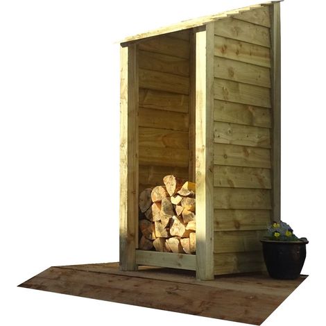 Wooden log store (W-79cm, H-180cm, natural light-green finish)