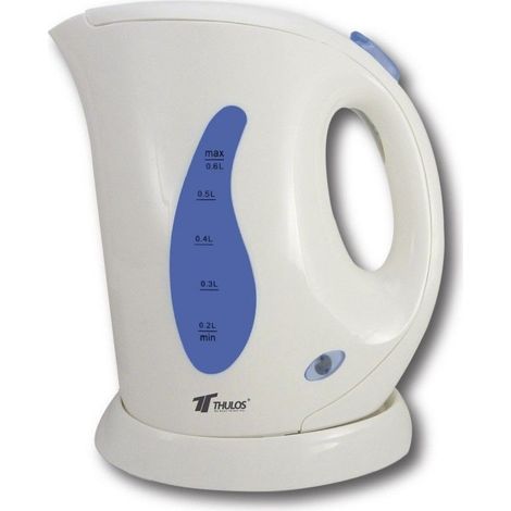 Bollitore elettrico bianco 0,6 litri 600W, senza fili, resistenza in acciaio inossidabile.
