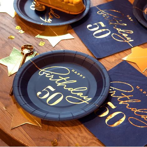 Assiettes « Joyeux anniversaire » 50e anniversaire 18 cm 6 pièces. (1/2)