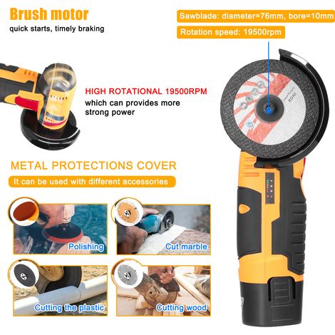 Amoladora eléctrica portátil multifuncional de 19.500 rpm para cortar y pulir azulejos, madera, piedra y acero. (1/2)