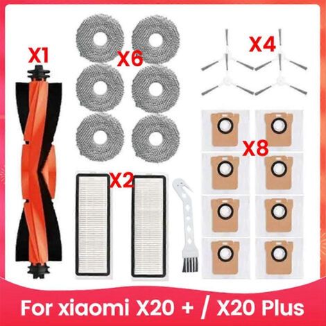 BARKBUSTERS Sac à poussière, chiffon de nettoyage, brosse latérale principale et filtre HEPA pour aspirateur robot Xiaomi X20+ / X20 Plus (1/5)