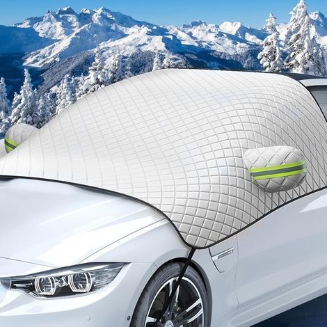 (Gri)Protege Pare Brise Givre,Couverture Pare Brise Voiture,Universelle pour Bache Voiture Anti Neige,Soleil,UV - 230 x 145cm (1/5)