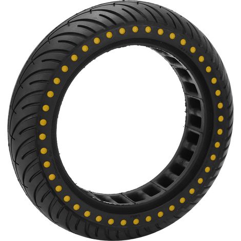 Pneu de rechange jaune à double nid d'abeille pour trottinette électrique : absorption des chocs, antidérapant. (1/5)