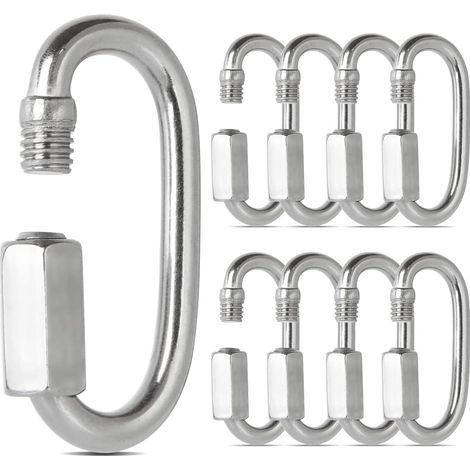 16 PCS Maillon Rapide INOX M4 Mousquetons à Verrouillage 304 Forme de D, Mini Mousqueton a Vis pour Accessoires de Randonnée, Camping, Extérieur et Intérieur (1/5)