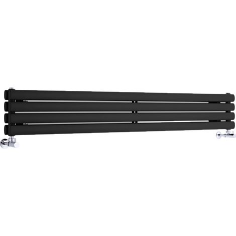 Hudson Reed Vitality – Radiateur Design Horizontal – Noir – 23.6 x 160cm Double Rang (1/5)