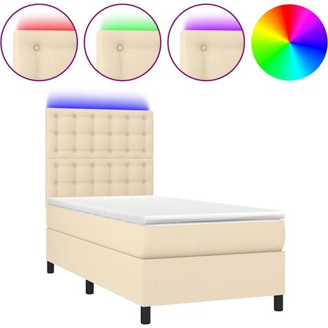 Maison Exclusive - Letto a Molle con Materasso e LED Crema 80x200 cm in Tessuto (1/5)