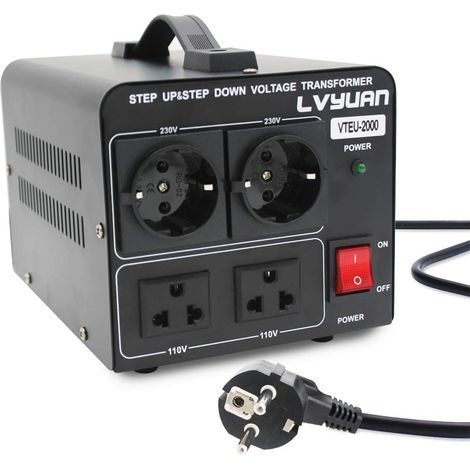 Convertisseur de tension 2000VA 220V/110V–Transformateur élévateur/réducteur de tension de 2000W US – Sortie 110/120V 220/230V (1/5)