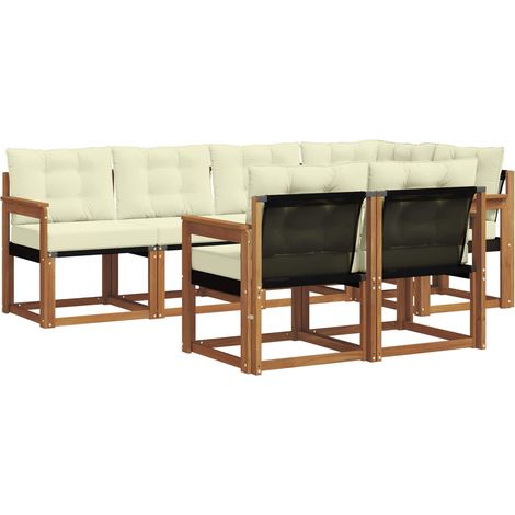 Conjunto de sofás de exterior 7 uds. Natural y Crema vidaXL (1/5)