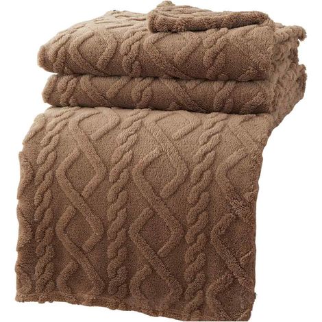 Plaid polaire pour canapé ou lit - Couverture décorative à motif jacquard 3D - Couverture en flanelle douce, légère et moelleuse, idéale en toutes saisons