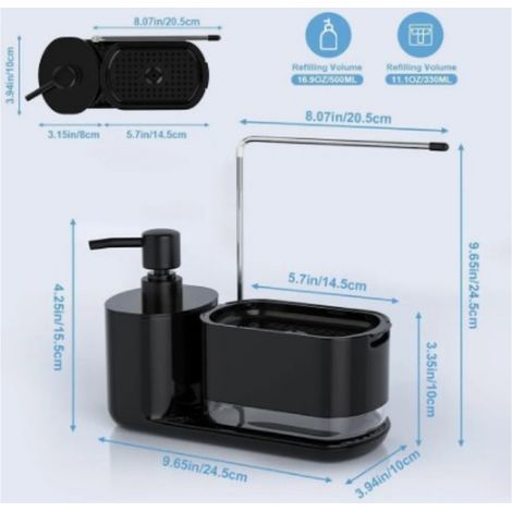 Liquide vaisselle noir, accessoire de qualité supérieure, porte-éponge 4 en 1, accessoire de cuisine,…