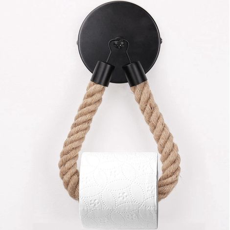 Porte-papier toilette vintage noir, design élégant pour salle de bain et WC (1/4)