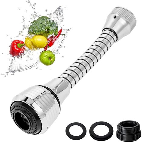 Embout Robinet Cuisine Aérateur de Robinet, Aérateur Rotatif à 360° Acier Inoxydable Flexible Brise Jet Robinet pour Salle de Bain, Cuisine (1/5)