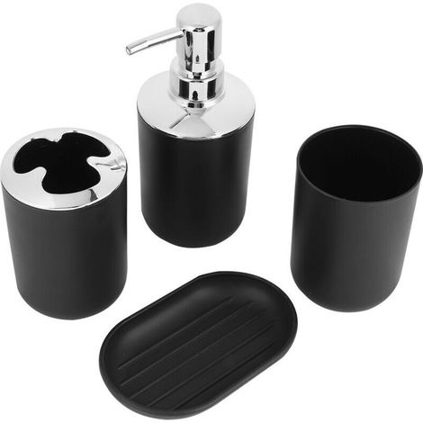 Vierteiliges SetSeifenspender, Tasse, Untertasse und Toilettenartikel. (Leere Flasche) (1/4)