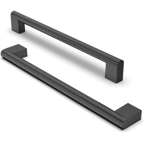 Möbelgriffe, 192 mm Lochabstand, Edelstahl, Schrankgriffe, Küchenschrankgriffe – Schwarz