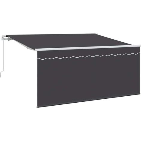 Store banne rétractable gris anthracite, 300 x 200 cm, en tissu.