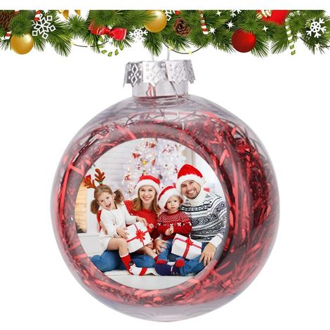 Personalisierte Weihnachtsdekoration: Glänzende Schneeflockenkugel mit personalisiertem Foto – Christbaumschmuck zum Aufhängen (1/5)