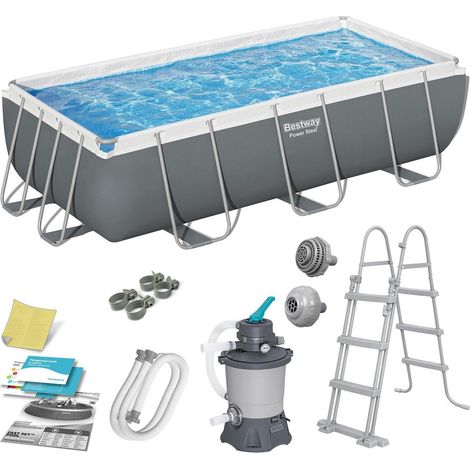 Piscina Desmontable Tubular Bestway Steel Pro Max Rectangular 404 x 201 x 100 cm con Depuradora de Arena 3.596 l/h y Escalera (1/3)