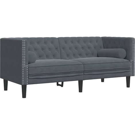 Sofá Gris oscuro 174 x 74,5 x 70,5 cm Terciopelo vidaXL