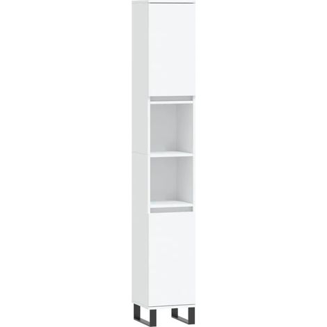 Mueble de baño moderno con 4 compartimentos 30 x 30 x 190 cm madera de ingeniería blanca 020048992 (1/5)