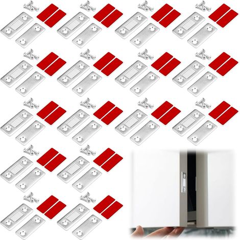 Lot de 16 Aimant Porte Placard, Ultra Mince Aimant pour Porte de Placard Aimant Puissant Porte, Loqueteau Magnétique pour Porte Coulissante Tiroirs Fenêtre Armoire (1/5)