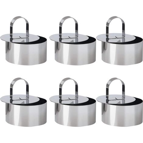 Cercles à gâteaux, cercles à dessert en acier inoxydable, lot de 6 cercles ronds avec curseur, diamètre 8 cm, cercles à gâteaux épais