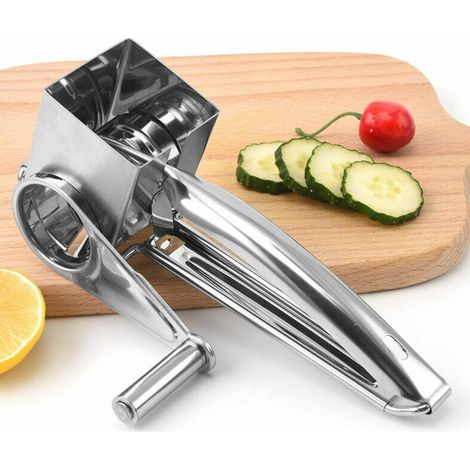 Moulin Râpe à Fromage 1 Tambour Inox - Simple, Résistant et Efficace, Set de 3 lames de rabot (1/3)