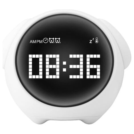 ZOLGINAH Reveil Enfant Numerique, Reveil Veilleuse avec Icône émoticône, Fonction de Thermomètre et Snooze, Recharge USB, Réveil Lumineux avec Mode de Veilleuse à- (1/5)