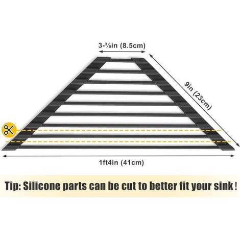 Égouttoir À Vaisselle - Triangulaire Enroulable - Pour Évier D'Angle - Cadre Acier Inoxydable Recouvert De Silicone - 1 Pièce (1/5)
