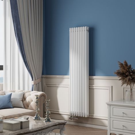 AICA Traditioneller Heizkörper 1500x380mm 3Säulen Weiß GusseisenStil 1289W