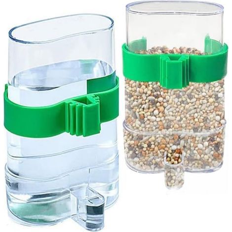 Set mit 2 Kunststoff-Wasserspendern 220ml automatischer Futterautomat für Wellensittich- und Kanarienvogelkäfige (1/4)