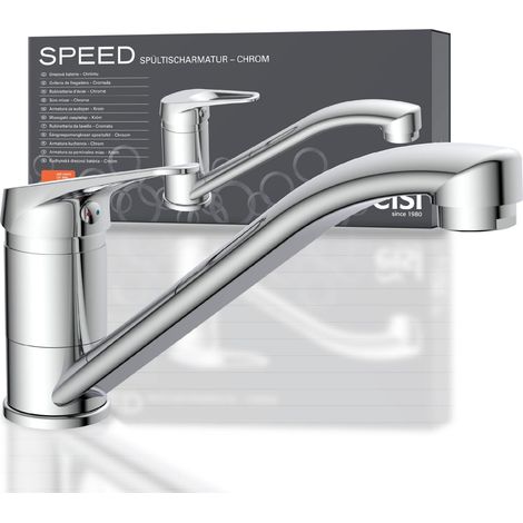 EISL SPEED NI182SCR Rubinetto lavello cucina, miscelatore cucina girevole a 360°, ideale per il doppio utilizzo con una sola mano, rubinetto cucina, cromo (1/4)