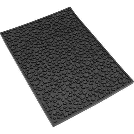 Set de 6 sous-verres antidérapants design grain de café, tapis de bar en PVC noir pour égouttage et filtration (1/5)