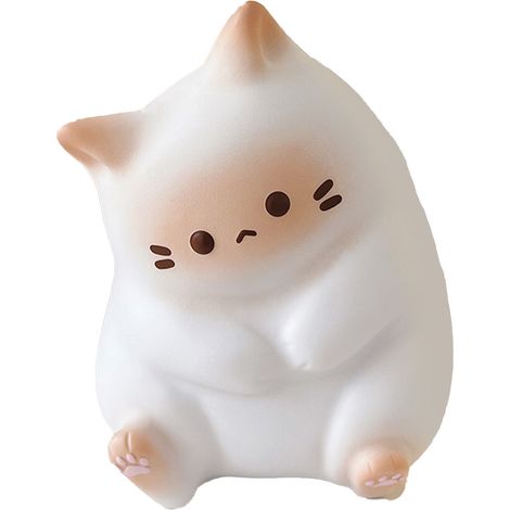 Jouet anti-stress chat mignon en PU doux sûr, résilience lente, décoration lumineuse, pour famille bureau voyage blanc (1/5)