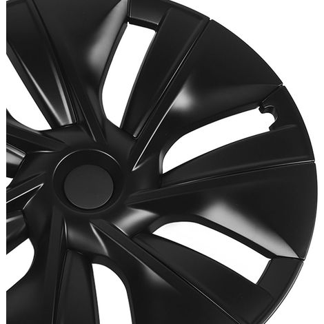 Enjoliveurs 19 pouces pour Tesla Model Y 2020-2023, lot de 4, look sportif, anti-rayures, protection renforcée, remplacement, noir mat (1/5)