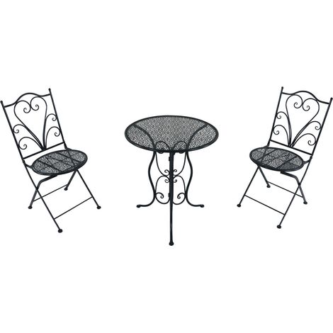 Axi Eloise Table Et Chaise Bistrot, 2 Chaises 1 Table,  Ensemble Bistro Extérieur Imprimé Gris - Salon De Jardin Bistrot, Table Bistrot Mosaique Pour Jardin/Balcon/Terrasse
