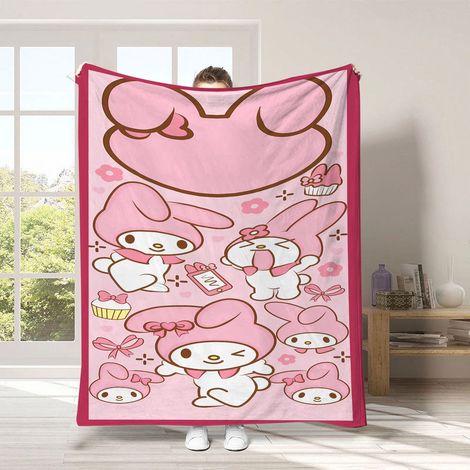 Couverture Kuromi - Flanelle Douce - Motif Dessin Animé - Pour Canapé Lit Salle De Séjour - Usage Intérieur Toutes Saisons - 1 Pièce