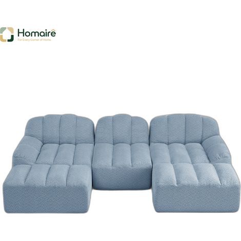 Canapé modulable en polaire bleu avec accoudoirs 288 x 165 x 79 cm HOMAIRE (1/5)