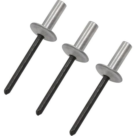 100 Pièces Rivets Aveugles Étanches à Large Bride, 5X13X14mm Alu Rivet Pop Étanchéité Anthracite Rivet Plaque Immatriculation pour Caniveaux Drainage, Toitures Ondulées, Réparation Serres (1/5)