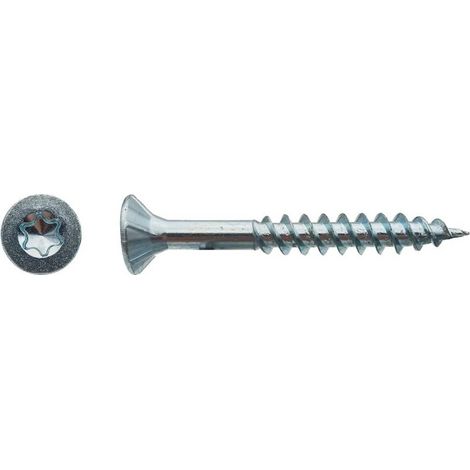 250 Vis Bois Tête Fraisée Torx T20 F/Partiel 4 x 60 mm - Zingué blanc - D-Work