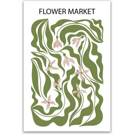 Tableau floral vert et beige style organique moderne (1/5)