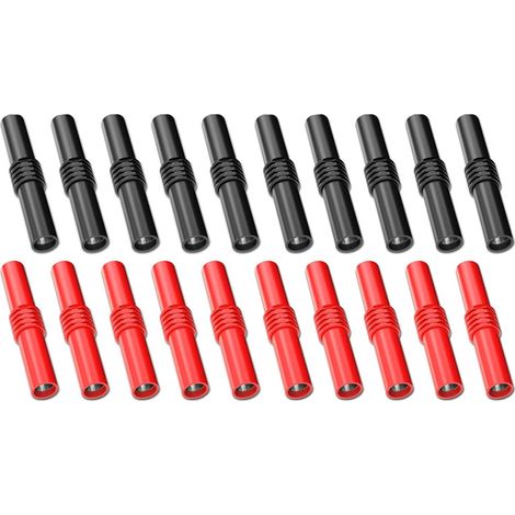 20 pièces Connecteur banane femelle à femelle isolé de 4mm, adaptateur coupleur pour test électrique d'extension banane de 4mm (1/5)