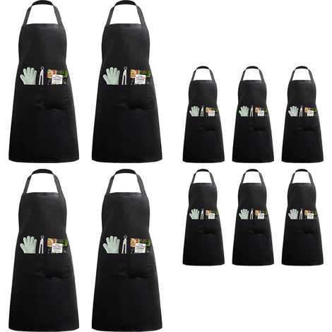 10 Tabliers de Cuisine avec 2 Poches 70x80cm Noir Unisex Homme Femme pour Cuisiner Restaurant BBQ Pâtisserie Chef Bricolage Travaux Ménagers (1/5)