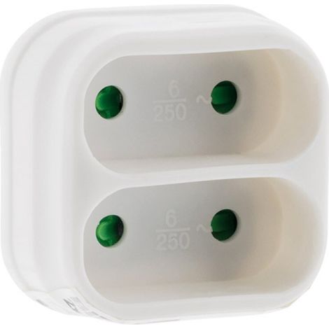 Steckdosenleiste Front 2 Steckdosen (6 A) – Weiß – Zenitech