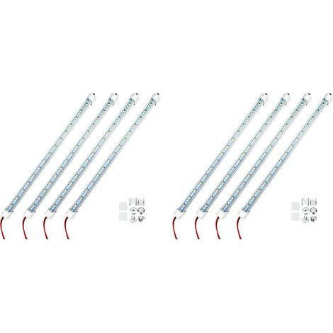 Convient pour l'éclairage intérieur LED 12V à 8 bandes, 48 ampoules LED, avec interrupteur et aimant, lumière blanche 6500K, convient aux voitures, fourgonnettes et camping-cars, avec prise.