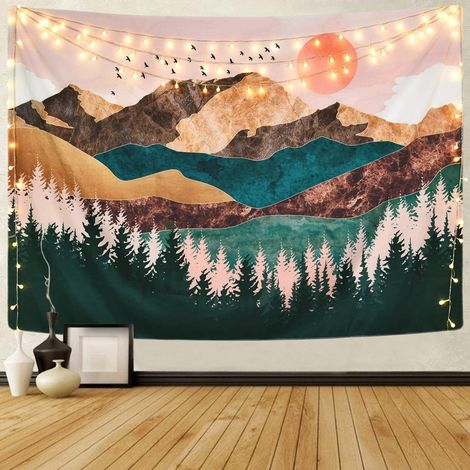 Tapisserie Tenture Murale, Tapisserie avec Décorations Art Nature pour Salon, Chambre à Coucher (130 x 150 cm)-Fei Yu (1/5)