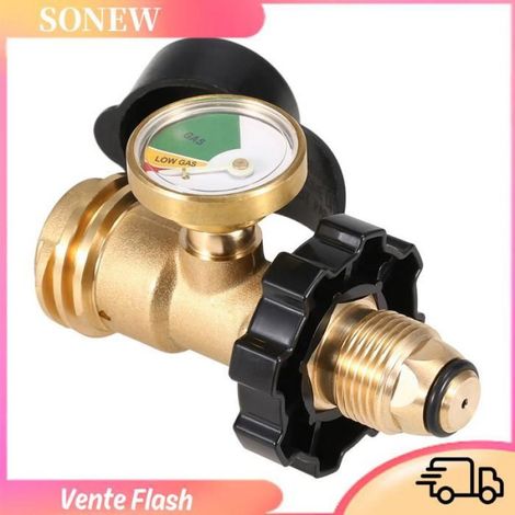 Sonew Adaptateur POL vers QCC1 Adaptateur de réservoir de Propane, vanne de régulation en laiton massif, sport camping Avec jauge (1/5)
