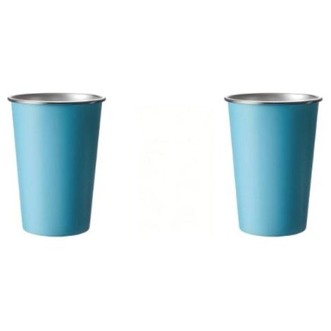 Edelstahl-Trinkbecher – 2er-Set – Kaffeebecher – Teebecher – Ideal für Reisen, Camping und den täglichen Gebrauch – 12,5 x 9 x 9 cm – 500 ml – blau (1/5)